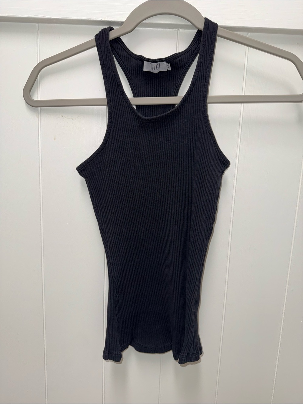 Tobi Women’s Ribbed Racerback Tank Top Size Small Charcoal Gray Fitted Basic